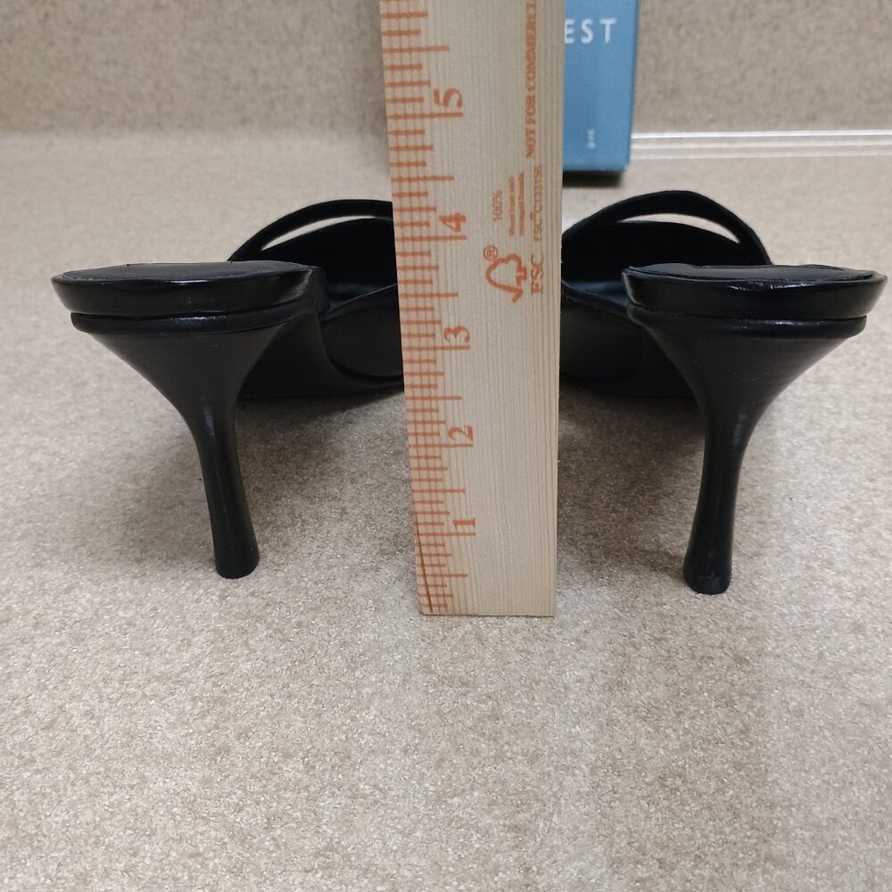 NWT Nine West Zenobia Size 9M Black Leather Dress Slide Pointed Toe Quiet Luxury - Picture 4 of 5